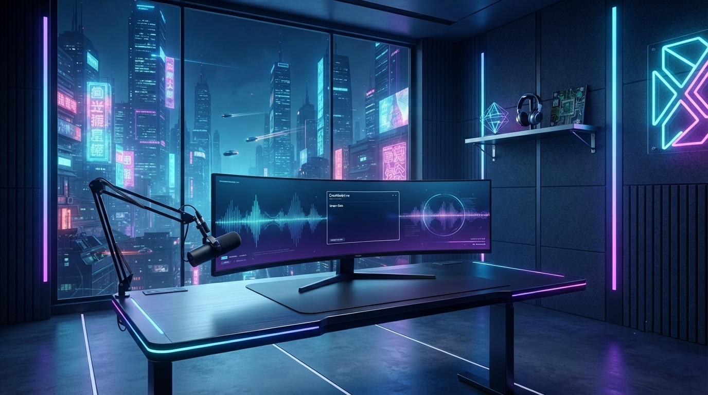 Vtuber cozy room background - Stream scene set -  Cyberpunk theme v4