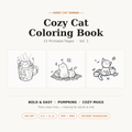 Cozy Cat Coloring Book | 15 Bold & Easy Printable Pages | Cats, Pumpkins & Cocoa Mugs | Adult & Kids Line Art | Instant Digital Download PDF