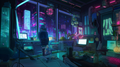 Vtuber cozy room background - Stream scene set -  Cyberpunk theme v1
