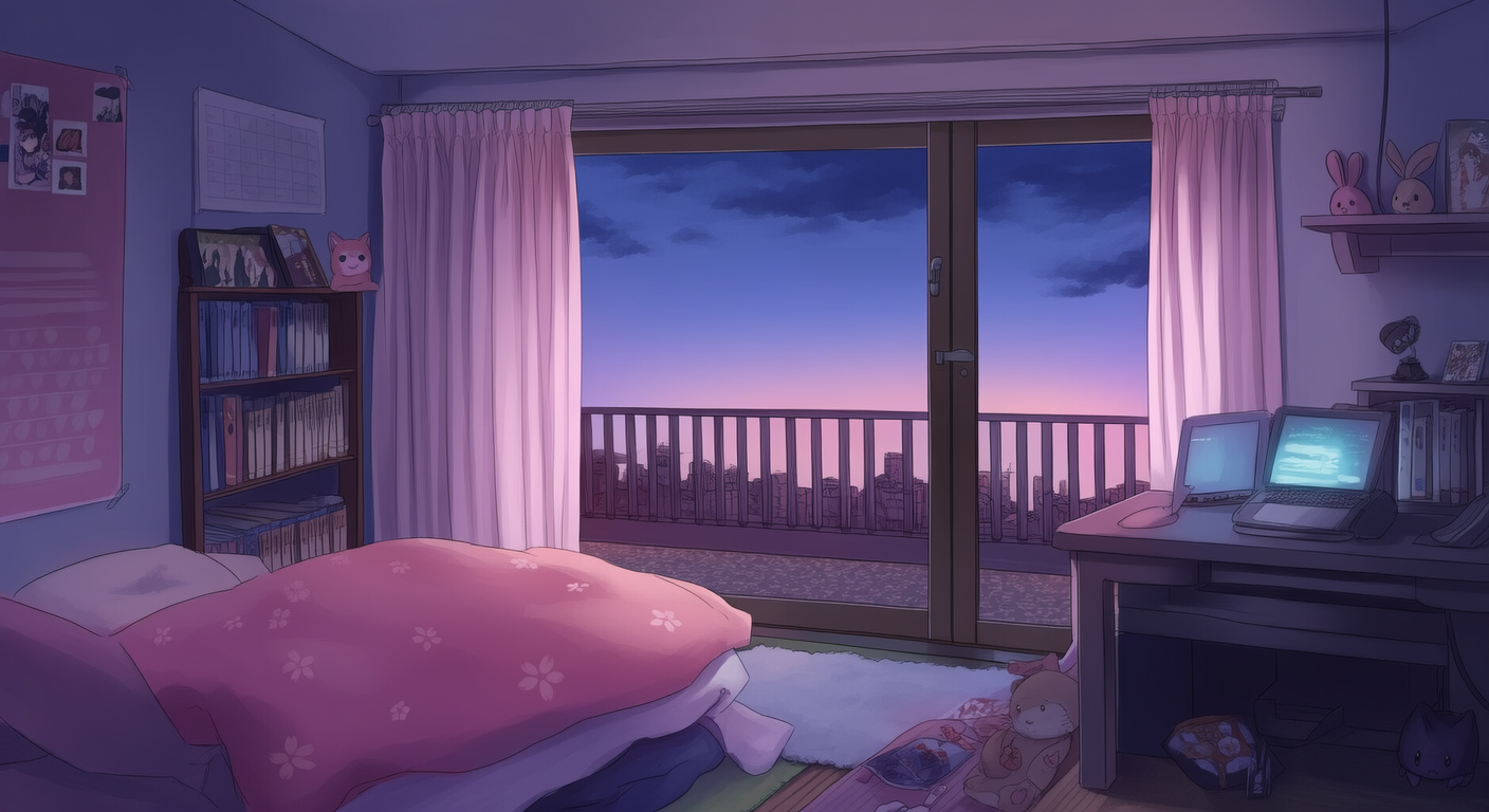 Vtuber cozy room background - Stream scene set -  Dusk theme v2