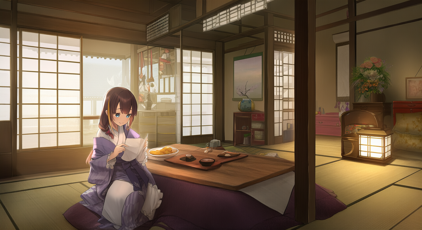 Cozy Japanese Tatami Tea Room VTuber Background | Twitch OBS Stream Backdrop v1